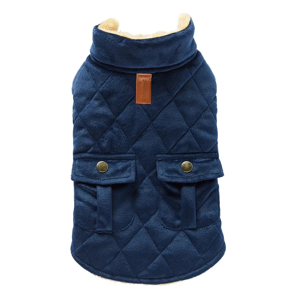 Winter Warm Plush Jackets for Dogs. Thickness Double Pockets Fashion.