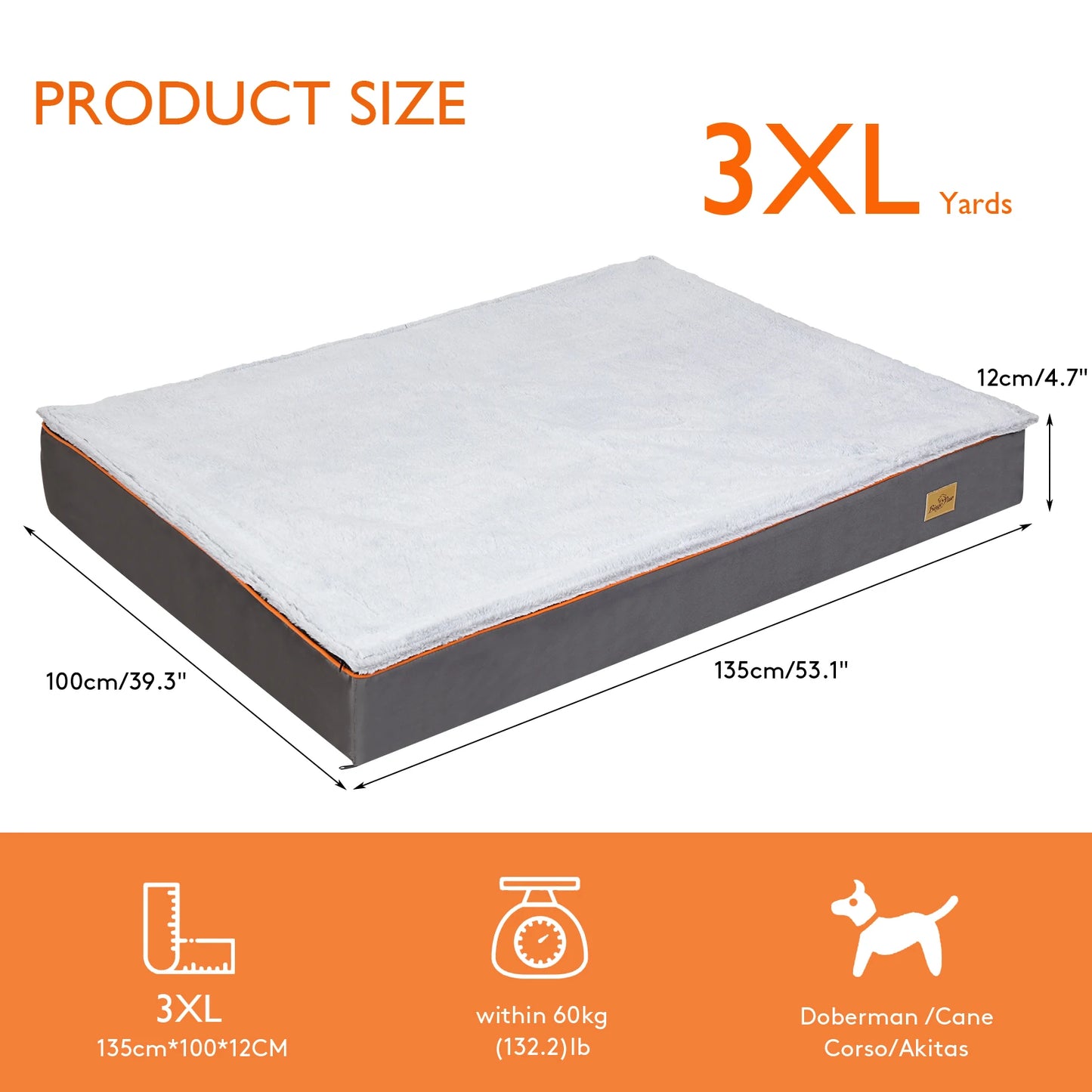 Dog Bed Large Padded Orthopedic Dog Bed Foam Cushion Pets Pillow Bed with Washable Cover