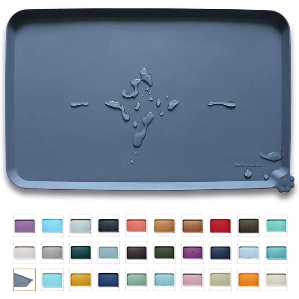 Waterproof Pet Feeding Mats Non-Slip High Lip Silicone Food Water Spill Proof Durable Easy Clean Travel Mat