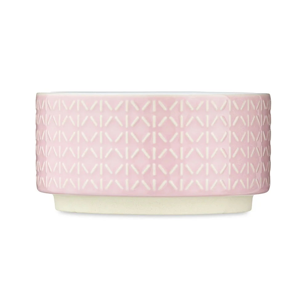2 Pack Small Ceramic Pet Bowl Durable Dishwasher Safe Dog Feeding Bowl 12oz Pink Colorful Design Easy Clean