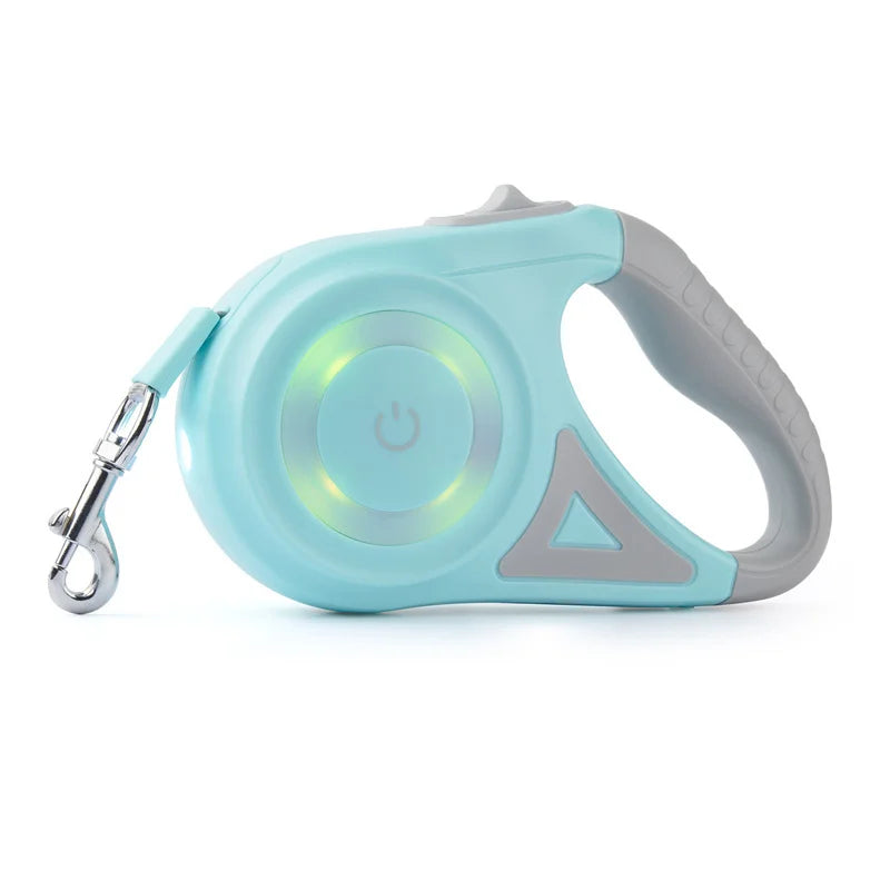 5M Automatic Retractable Dog Leash with LED Flashlight Durable Nylon Lead