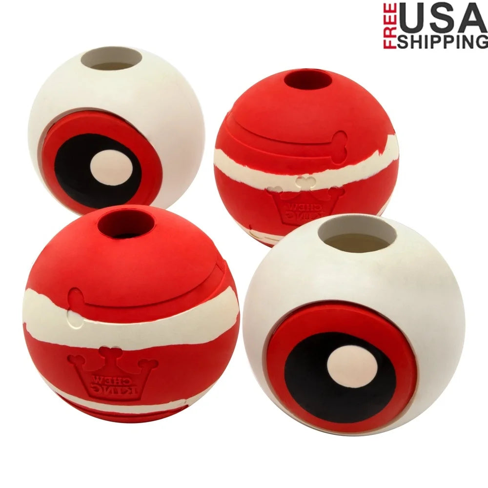 Durable Natural Rubber Fetch Balls Dogs 3 Inch 4 Pack Treat Dispensing Chew Toys