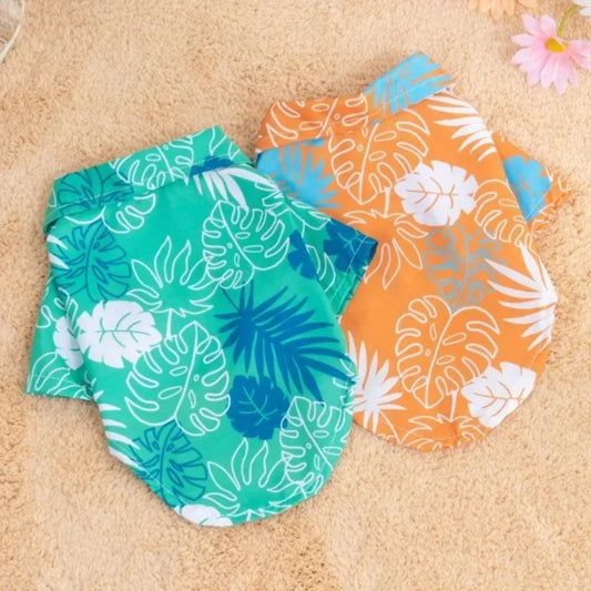 Summer Dog Clothes. Hawaiian Style Beach Dog Shirts. Fashion Puppy Vest Coconut Print
