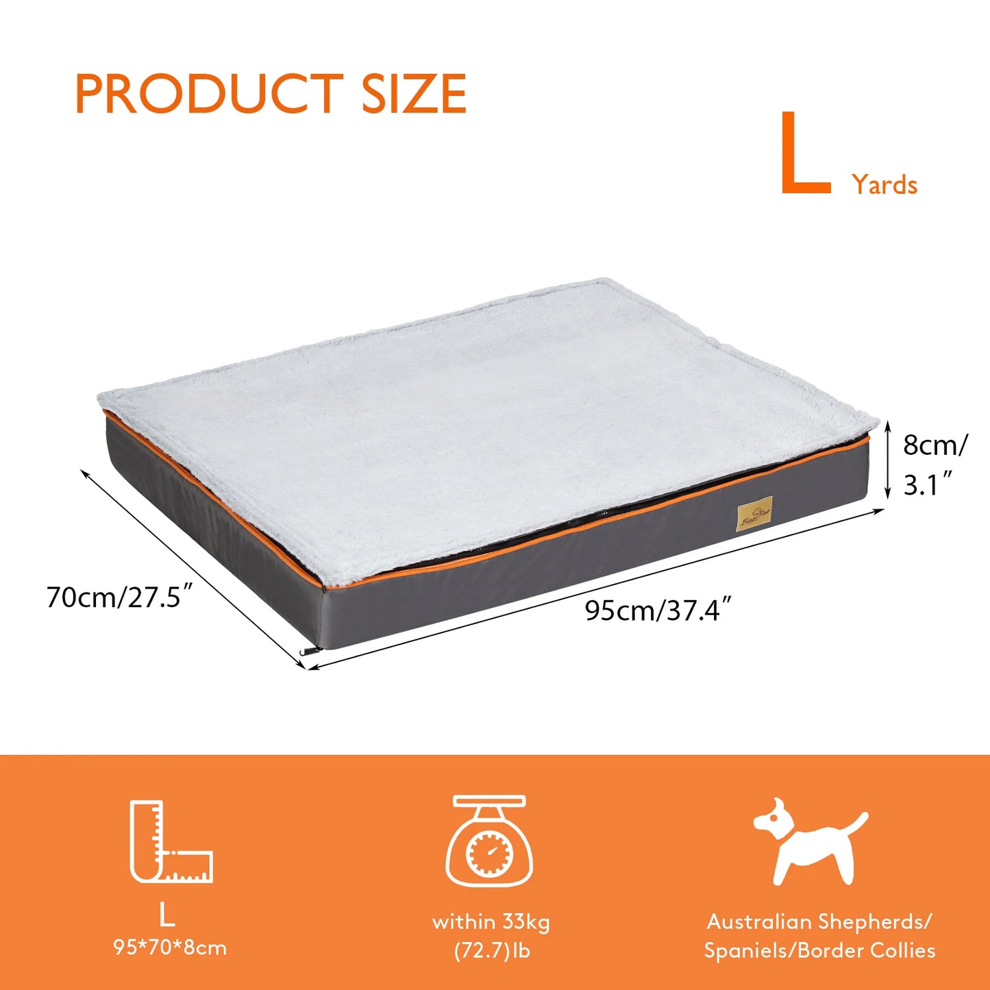 Dog Bed Large Padded Orthopedic Dog Bed Foam Cushion Pets Pillow Bed with Washable Cover