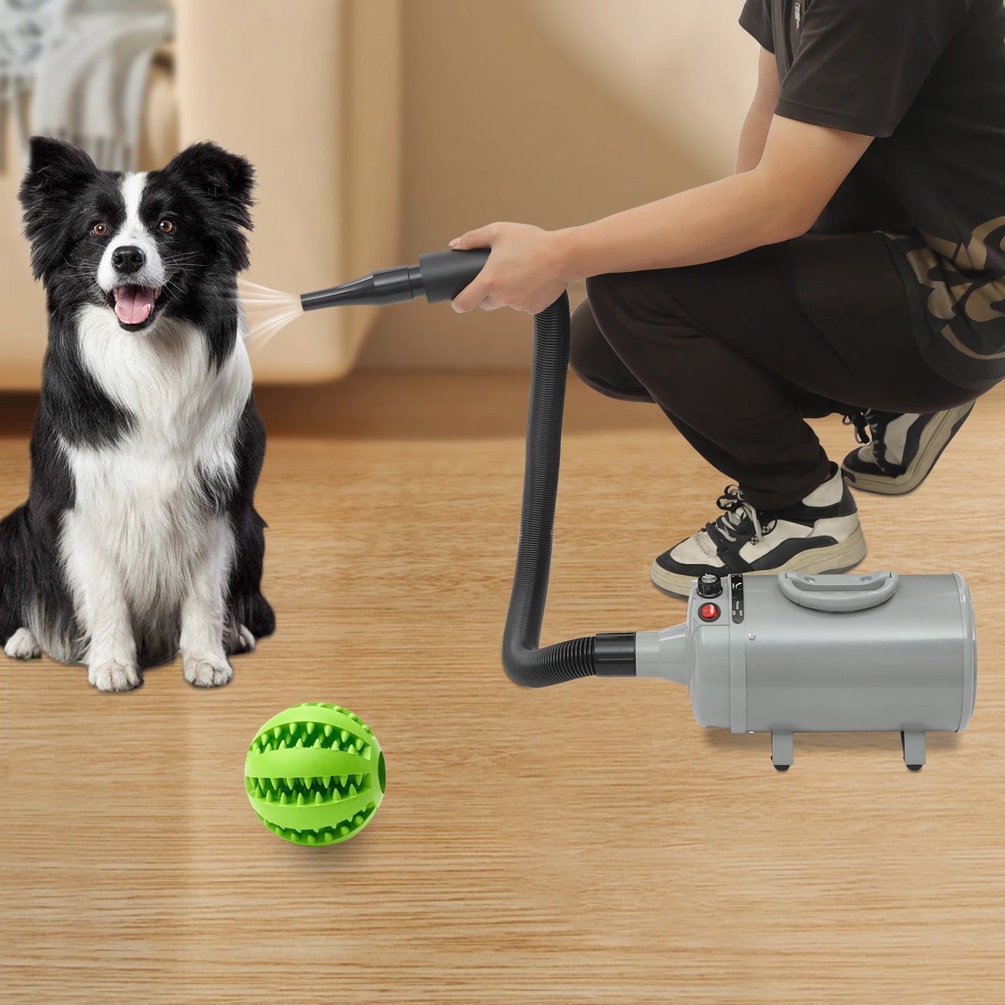 2200W Electric Pets Hair Dryer. Adjustable Wind, Two Temperature Levels, 4 Nozzles Dogs Cats