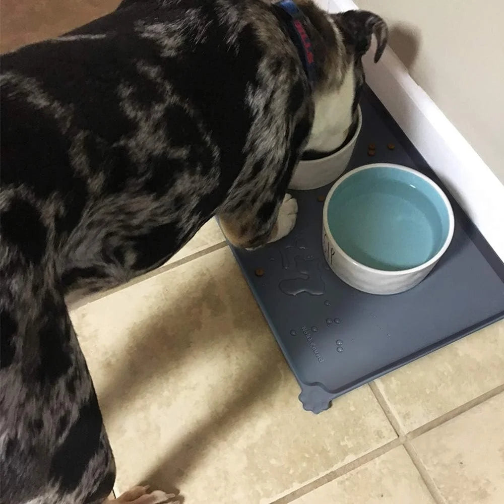 Waterproof Pet Feeding Mats Non-Slip High Lip Silicone Food Water Spill Proof Durable Easy Clean Travel Mat