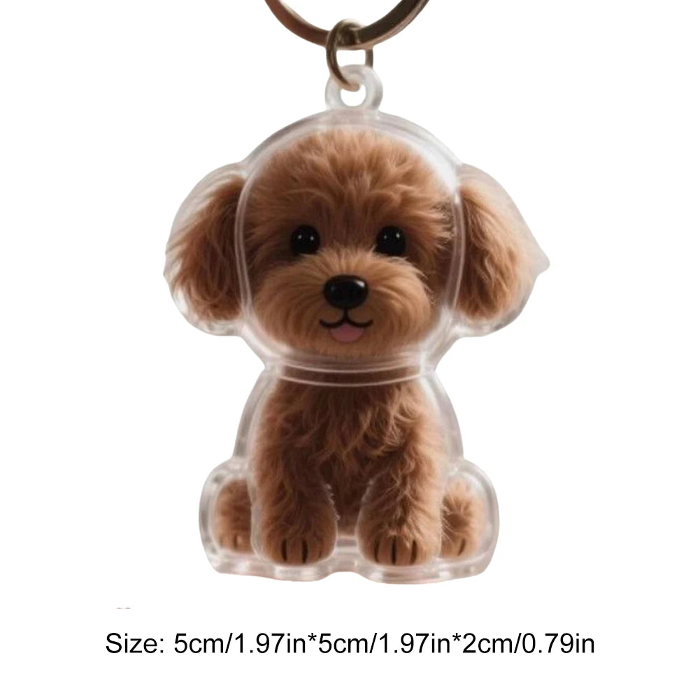 Cartoon Dog Shape Dog Hair Storage Box Transparent Hair Grooming Pet Hair Keychain Pendants or Backpacks