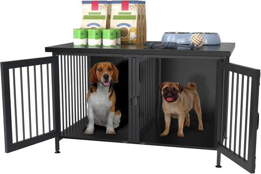 Crate with Divider for 2 Small or 1 Dog, Furniture Style Kennel Indoor Cage with Removable Panel (Int.dims:36.2”Wx24.5”Dx21”H),