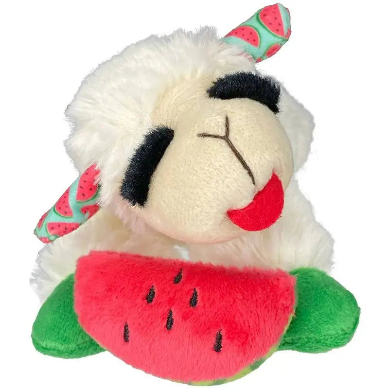 8" Lamb Chop Plush Dog Toy with Watermelon Squeaky Soft Chew Toy for Puppy Small Medium Dogs