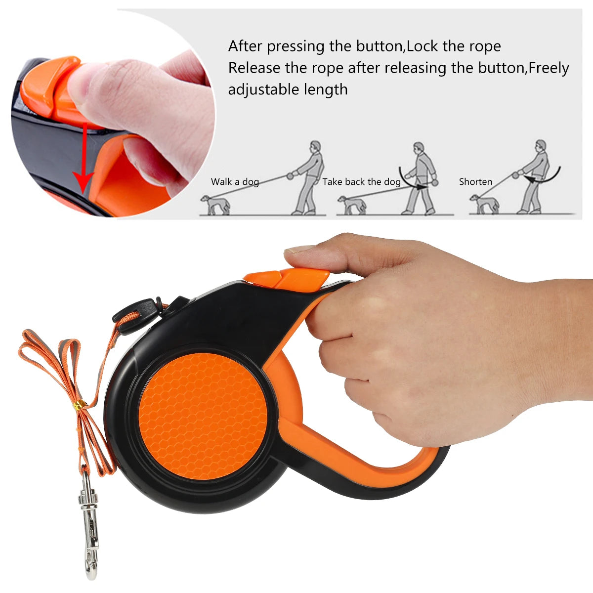 8M Retractable Dog Lead Heavy Duty Walking Leash with Strong Reflective Tape Non-Slip Handle for Small Medium Large Dogs