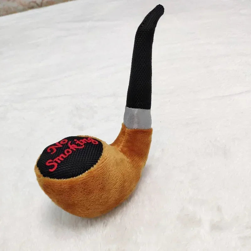 1Pc Plush Squeak Toys for Dogs Pipe Smoking Squeaker Toy For Small Dogs