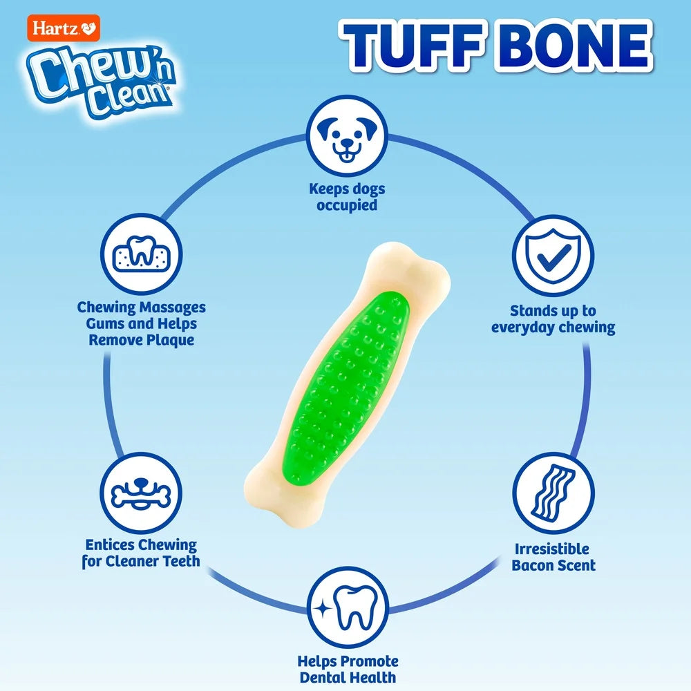 Durable Chew Toy Dogs Bacon Scented Dental Hygiene Extra Large Nylon Tuff Bone Textured Nubs Active Chewers