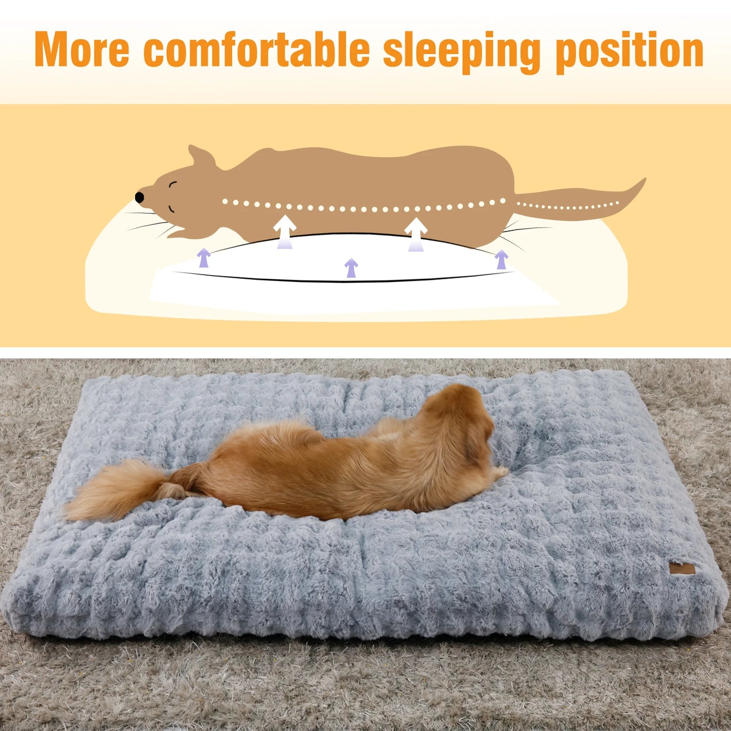 Fluffy Dog Crate Bed for Extra Large Dogs, Calming Anti Anxiety Dog Bed, Washable Soft Warm Crate