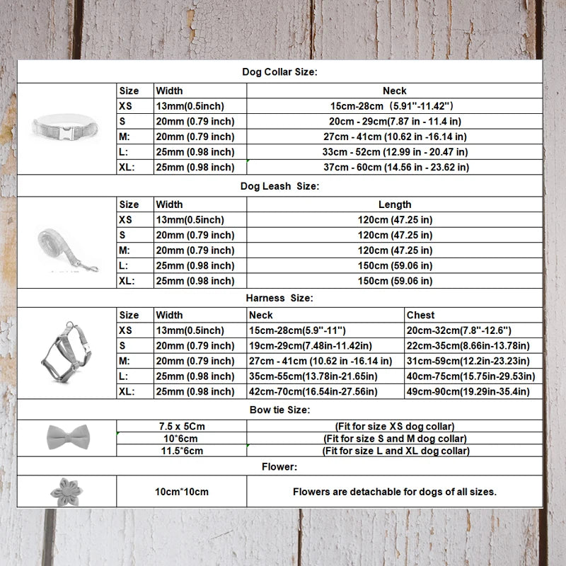 High Quality Custom Design Logo Cotton Pet Accessories Personalized Dog Collar Leashes Harness Bow Set