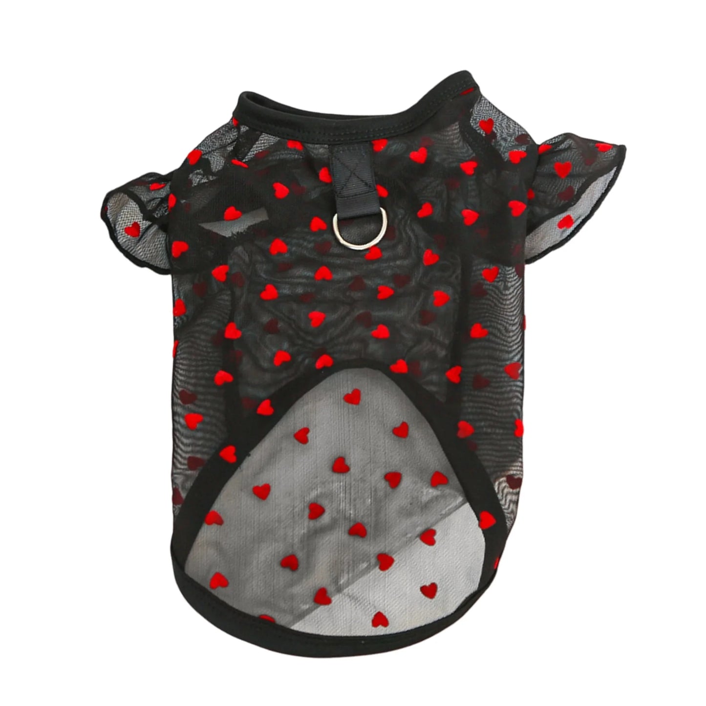 Adorable Puppy Tank Top with Polka Dot Pattern and Ruffle Sleeves