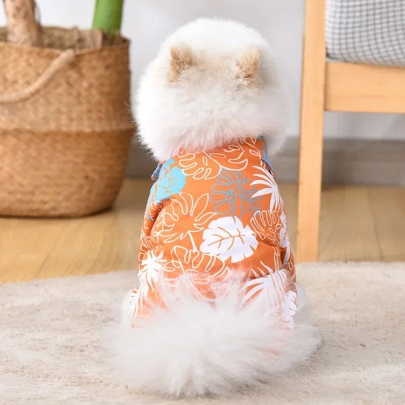 Summer Dog Clothes. Hawaiian Style Beach Dog Shirts. Fashion Puppy Vest Coconut Print