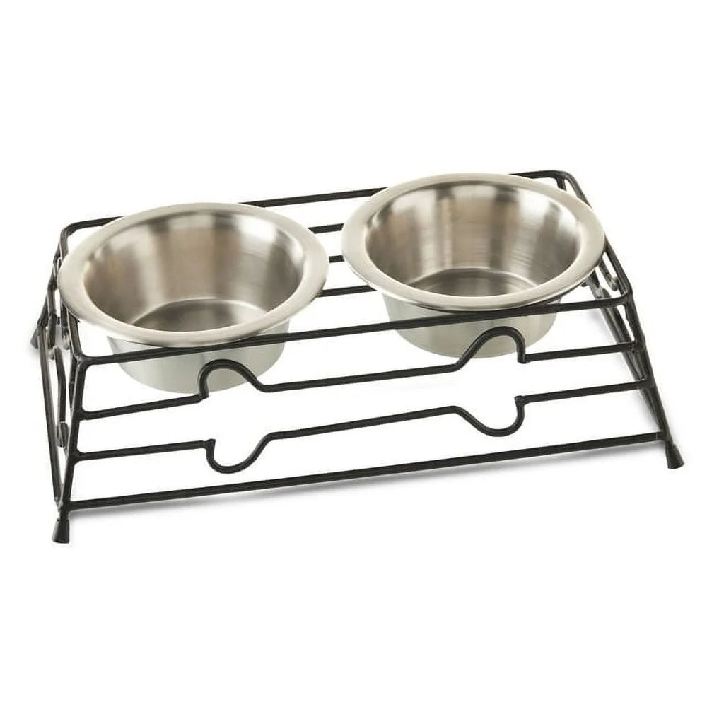 Elevated Dog/Cat Metal Diner Stainless Steel Bowls 12.68 fl oz 3-in-1 Compact Design Easy Clean Durable Non-Corrosive