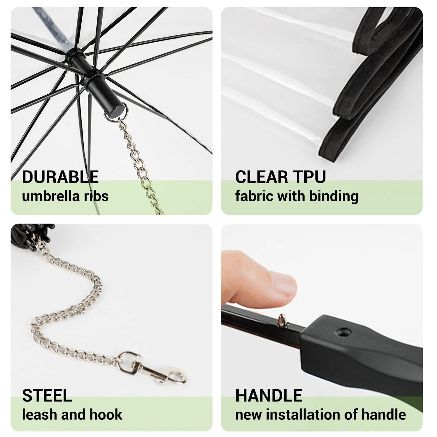 Dog Umbrella with Metal Chain,  Small Dogs Foldable Pet Dog Umbrella with Traction Rope Chain