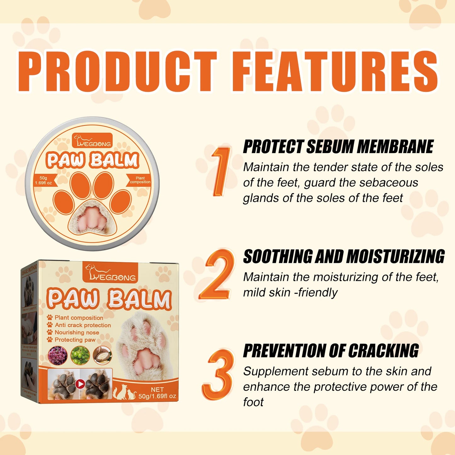 Paw Moisturizing Balm for Cats/Dogs Nourish Nose Protection Cracking Skin Soothe Repair Dryness