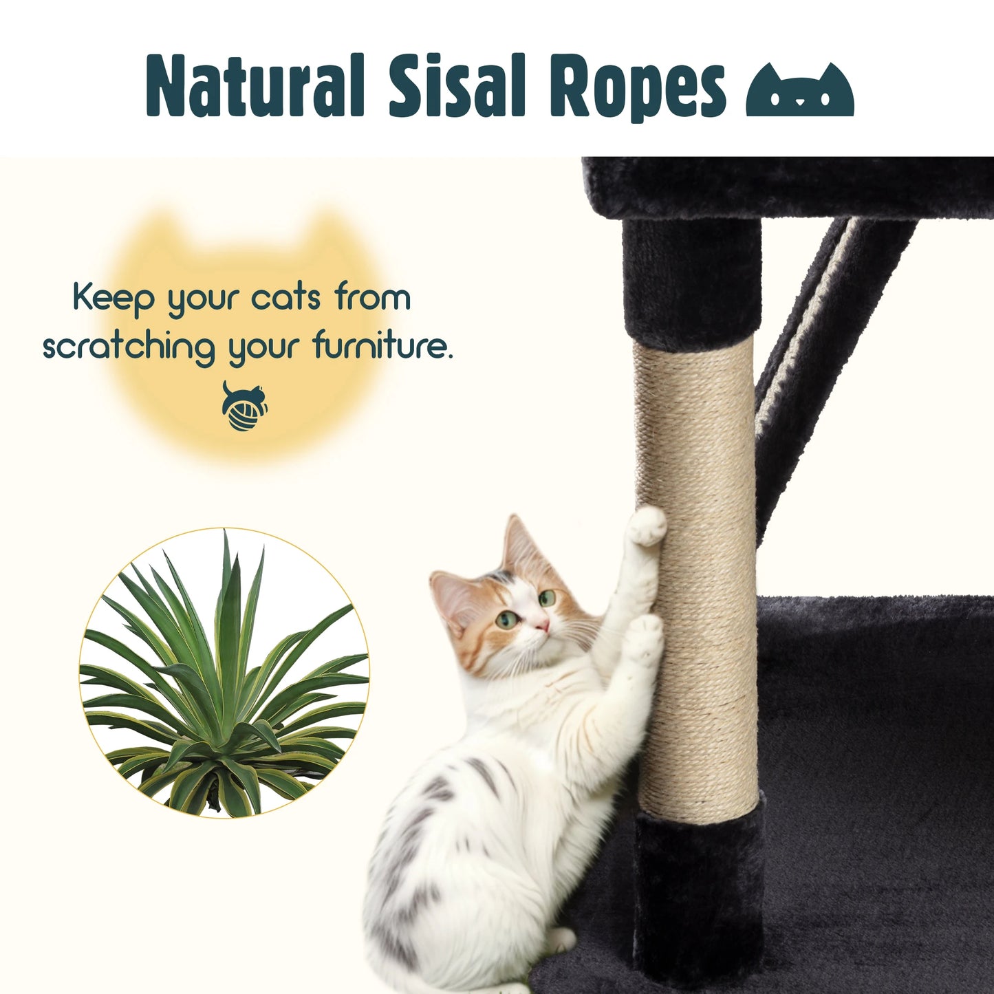 Give your cats the ultimate playground with the 65-inch Multi-Level Cat Tree Tower, featuring cozy plush perches, fun baskets, and durable sisal scratching posts for endless climbing, lounging, and playtime!