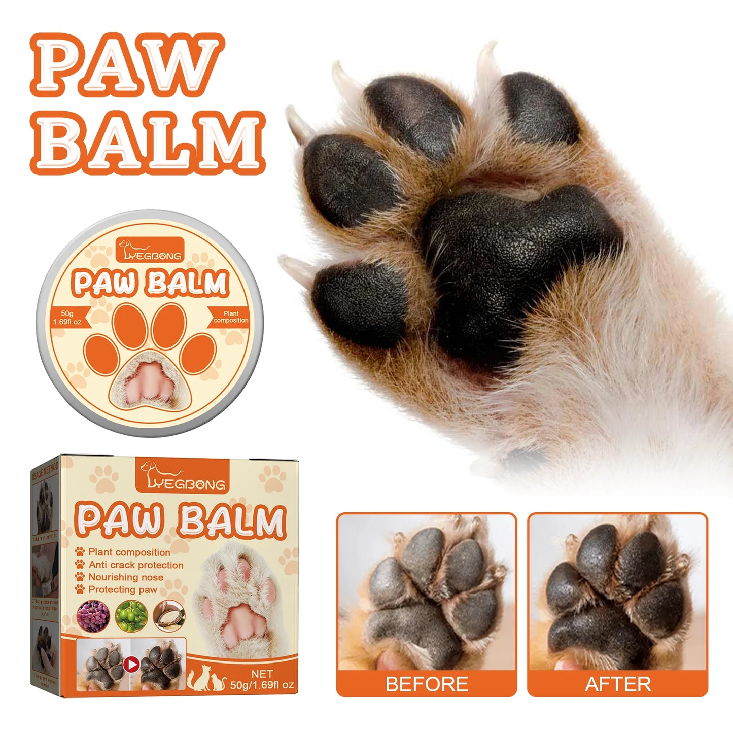 Paw Moisturizing Balm for Cats/Dogs Nourish Nose Protection Cracking Skin Soothe Repair Dryness
