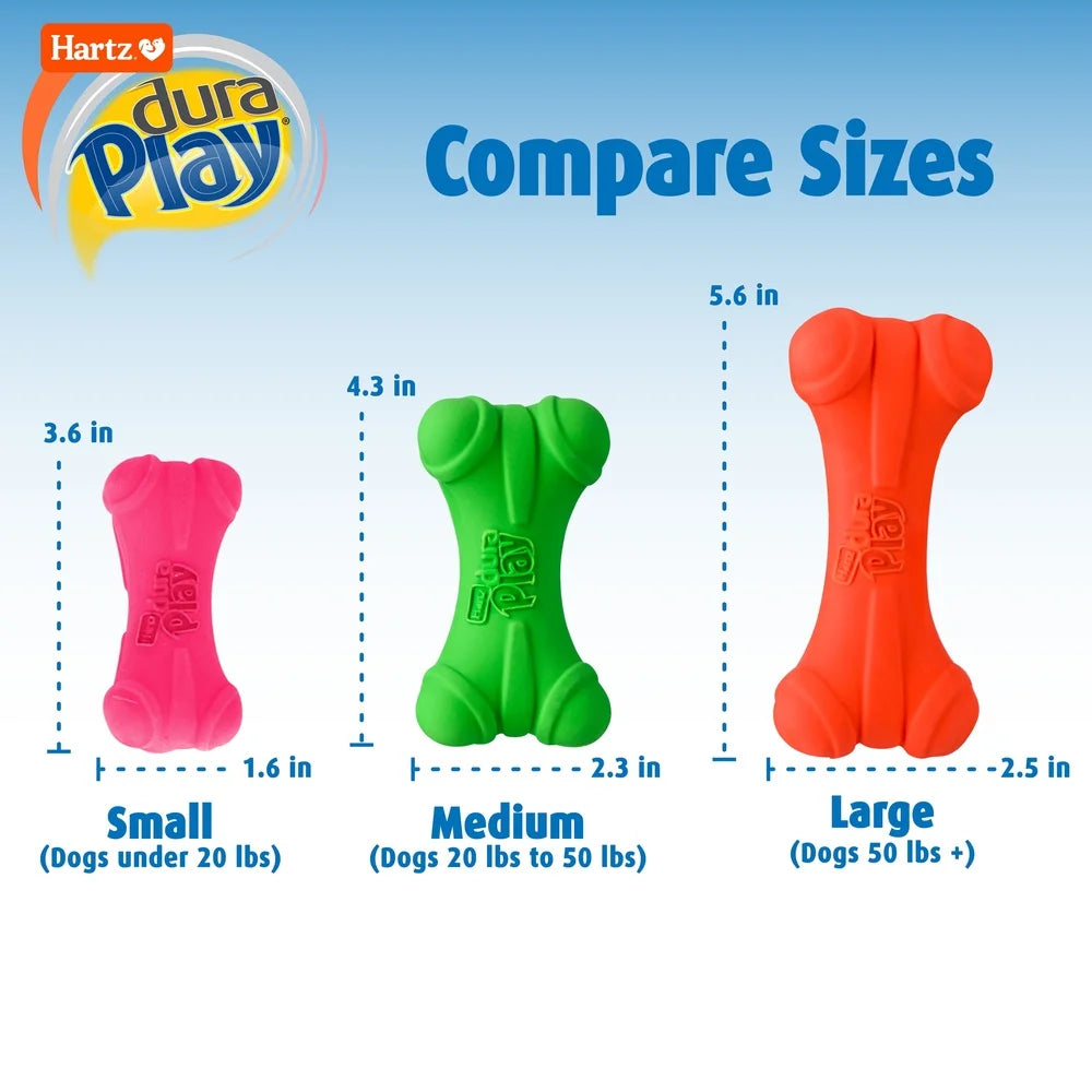 DuraPlay Medium Dog Toy 3 Pack Bacon Scented Latex Fetch Chew Flexible Durable Squeaky Indoor Outdoor Play