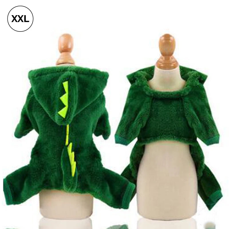 Dog Clothes Dinosaur Costumes Winter Warm Plush Coat Hoodie Puppy or small dog