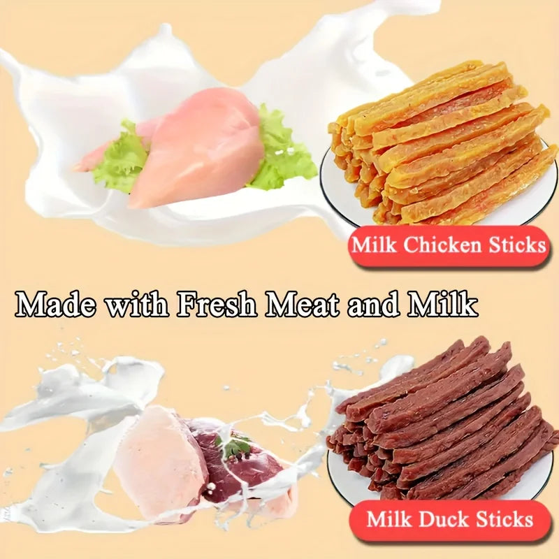 Soft Chew Dog Treats For Small, Medium And Large Dogs, Dried Milk Chicken/Duck Sticks, Healthy