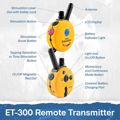 1/2 Mile Remote Waterproof Trainer Mini Educator Remote Training Collar - 100 Training Levels Plus Vibration