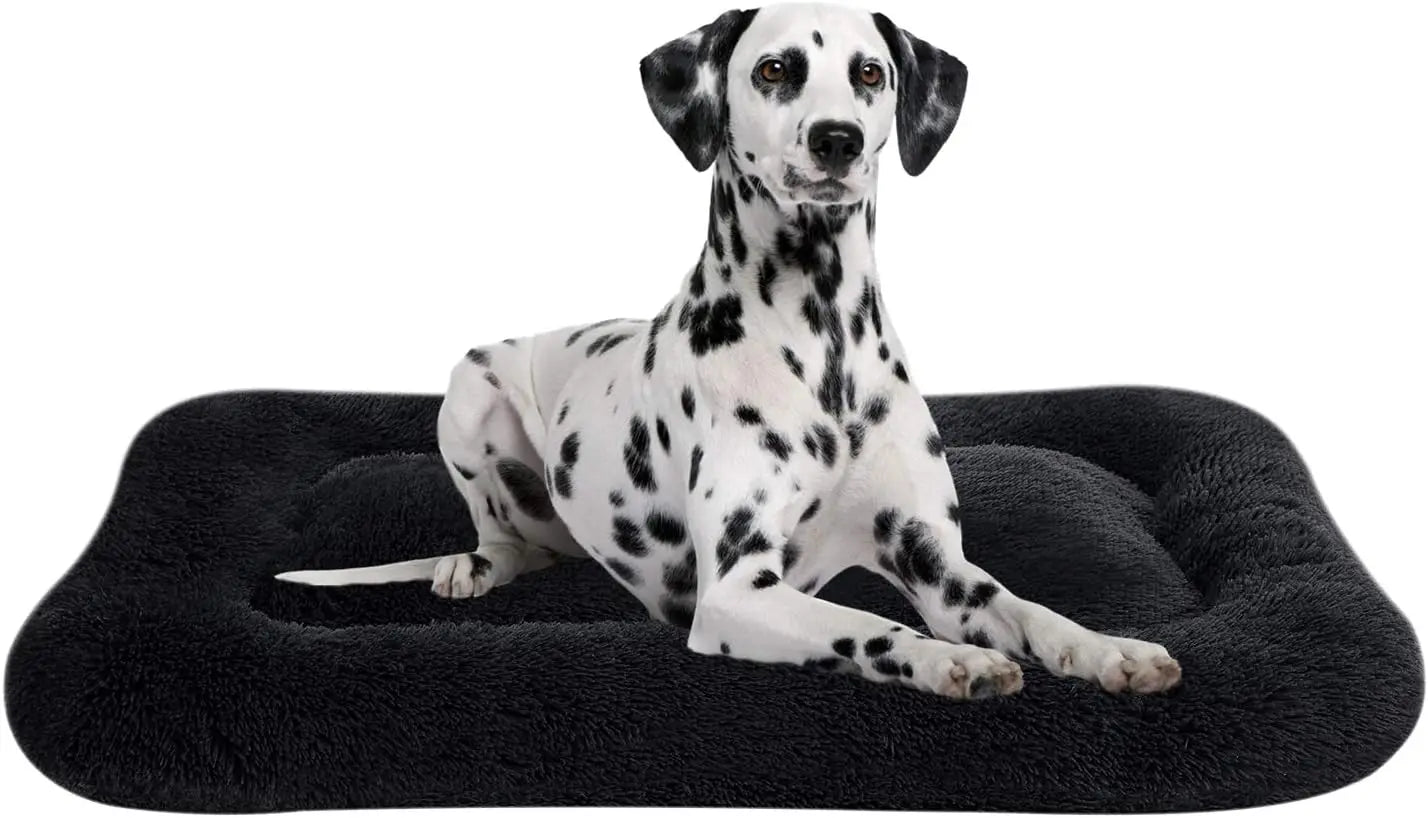 Deluxe Plush Bed. Cushion Crate Mat, Fluffy Comfy Kennel Anti-Slip Washable Pad for Medium Large X-Large Dogs