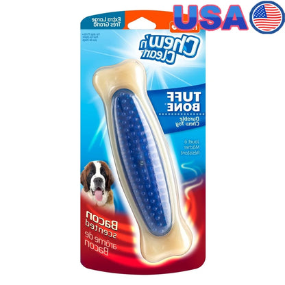 Durable Chew Toy Dogs Bacon Scented Dental Hygiene Extra Large Nylon Tuff Bone Textured Nubs Active Chewers