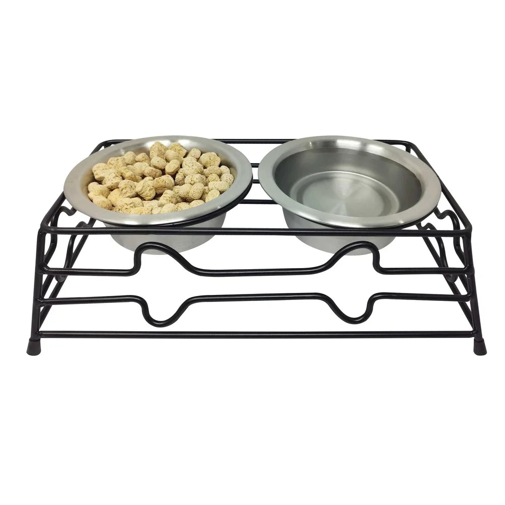 Elevated Dog/Cat Metal Diner Stainless Steel Bowls 12.68 fl oz 3-in-1 Compact Design Easy Clean Durable Non-Corrosive
