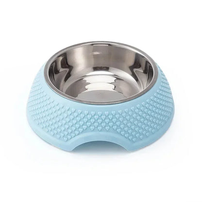 Feeding Bowl.  Drinking Dish, Stainless Steel Sealed Bowl Pink Green Blue With Heart-Shaped Pattern
