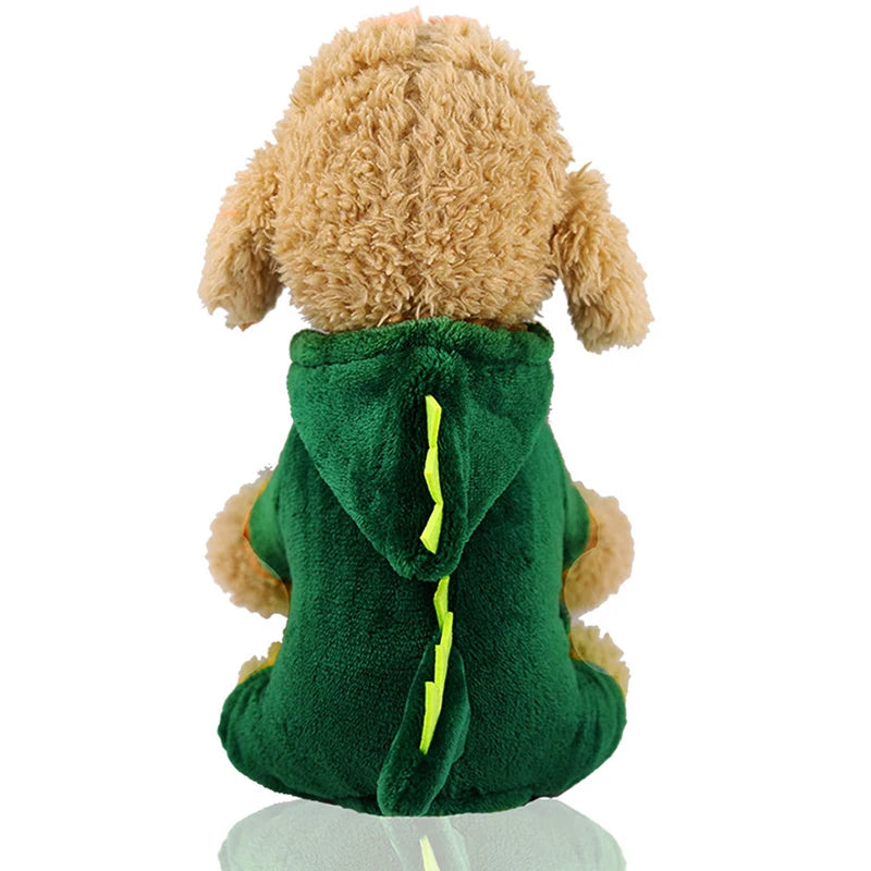 Dog Clothes Dinosaur Costumes Winter Warm Plush Coat Hoodie Puppy or small dog