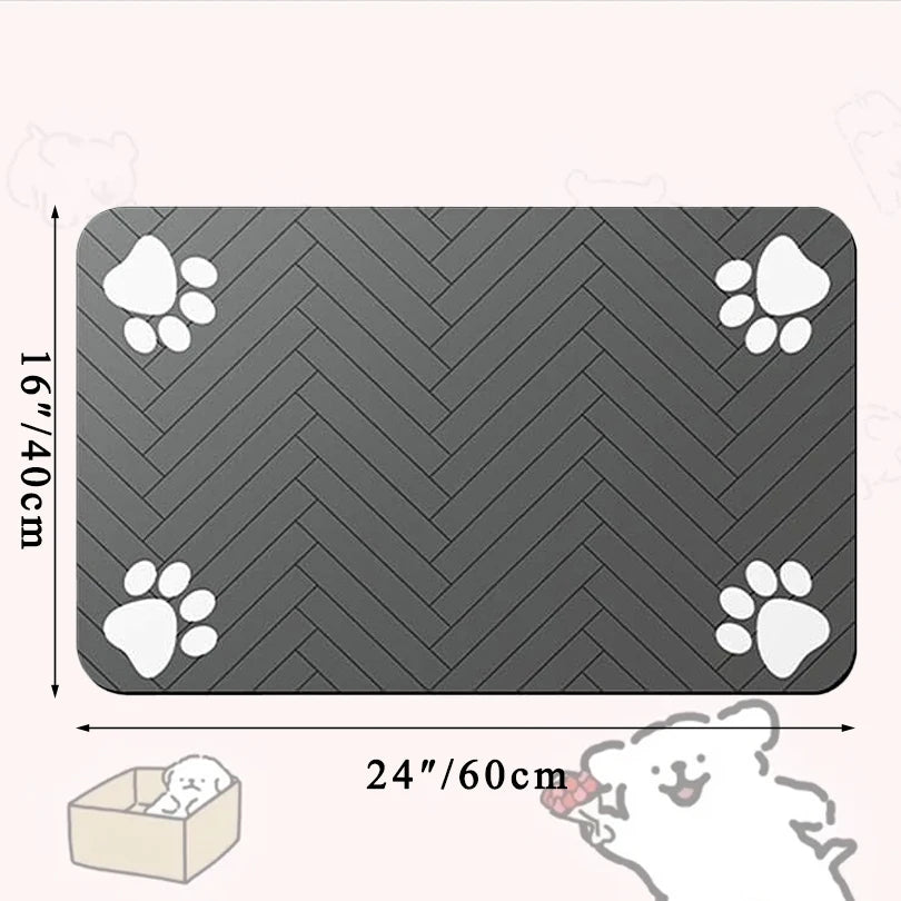 Feeding Placemat for Food and Water Bowl, with Waterproof Rubber Backing, Quick Dry Water Mat for Dog Cat