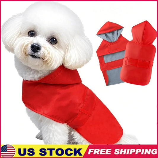 Waterproof Dog Raincoat Small Medium Dogs Lightweight Adjustable Poncho Pullover with Leash Hole Cotton Lining Easy to Clean