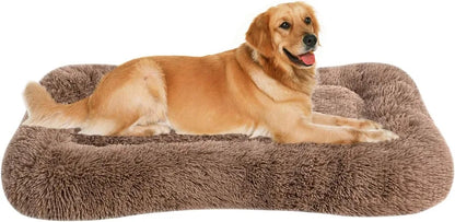 Deluxe Plush Bed. Cushion Crate Mat, Fluffy Comfy Kennel Anti-Slip Washable Pad for Medium Large X-Large Dogs