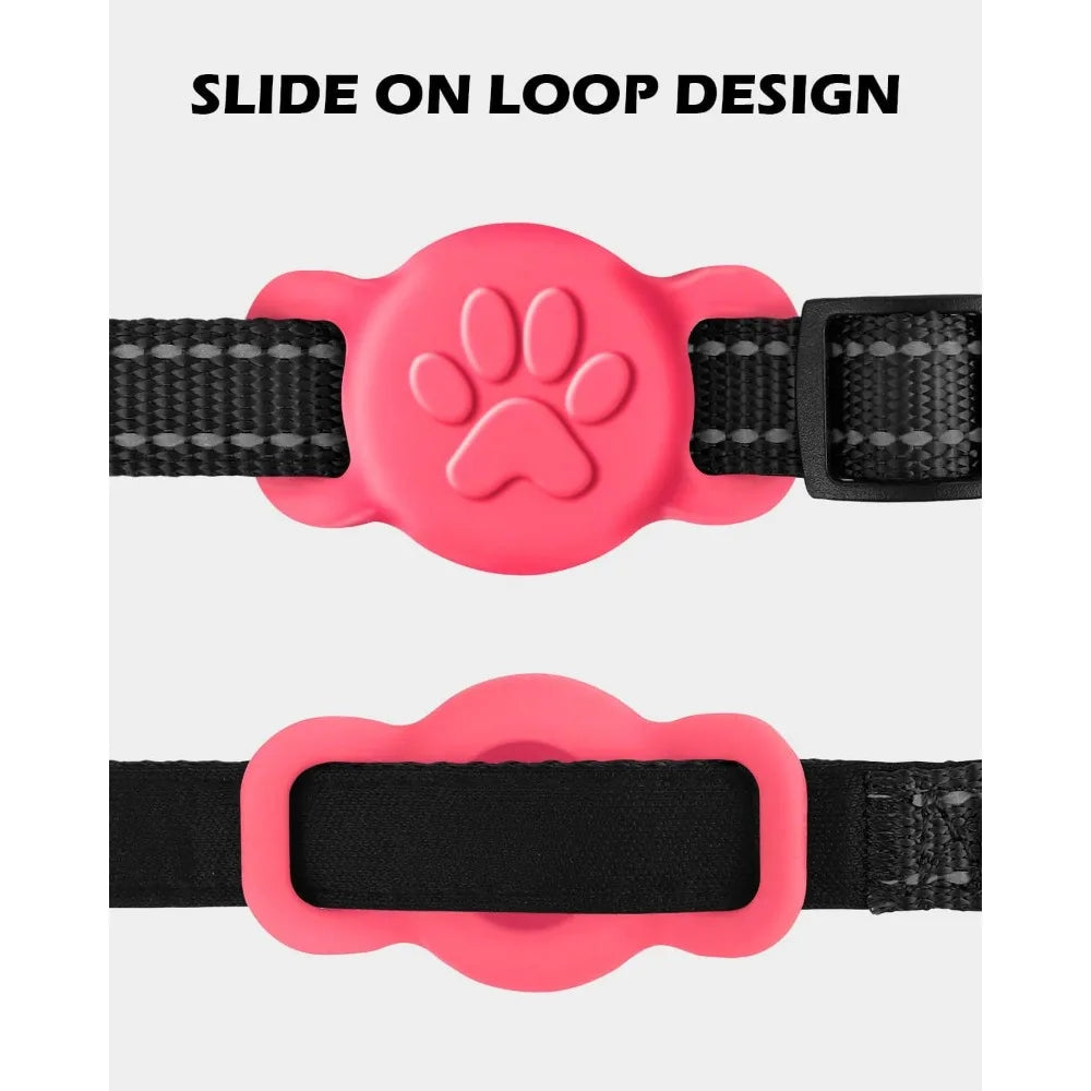 Airtag Collar Holder, Stretchy Silicone for Puppy Small Dog, Anti-Lost Protective Apple Air Tag