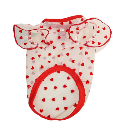 Adorable Puppy Tank Top with Polka Dot Pattern and Ruffle Sleeves