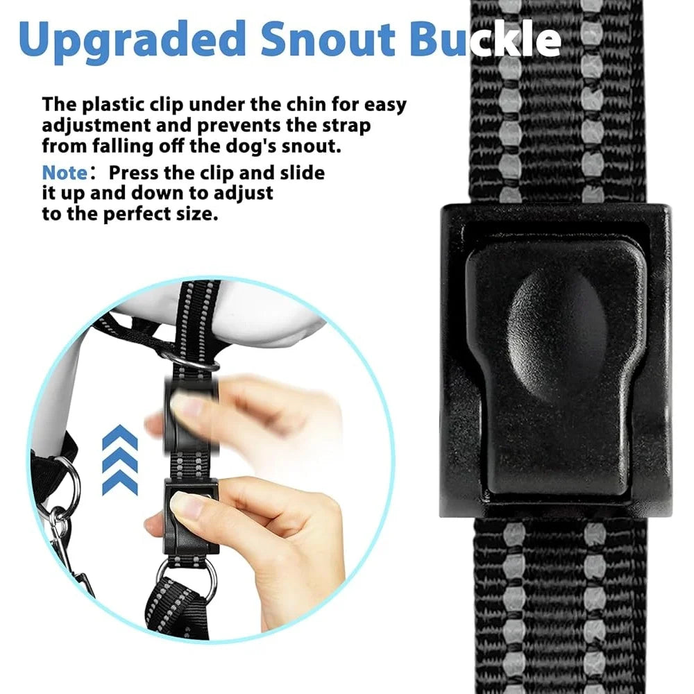 Soft Dog Head Collar No Pull Adjustable Training Halter Padded Safety Nose Leash Reflective Medium Large