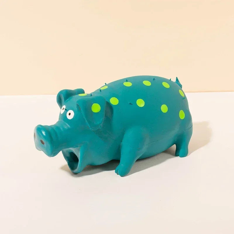 This squeaky pig dog toy is made of durable latex rubber, perfect for chewing, fetching, and interactive play that keeps your pup entertained and happy.