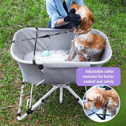 Elevated Dog Bath Tubs Grooming ,Foldable Adjustable, Ideal For Medium To Large