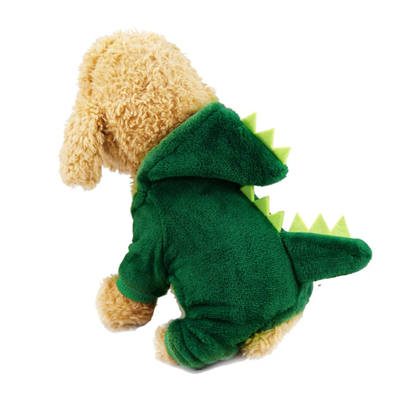 Dog Clothes Dinosaur Costumes Winter Warm Plush Coat Hoodie Puppy or small dog
