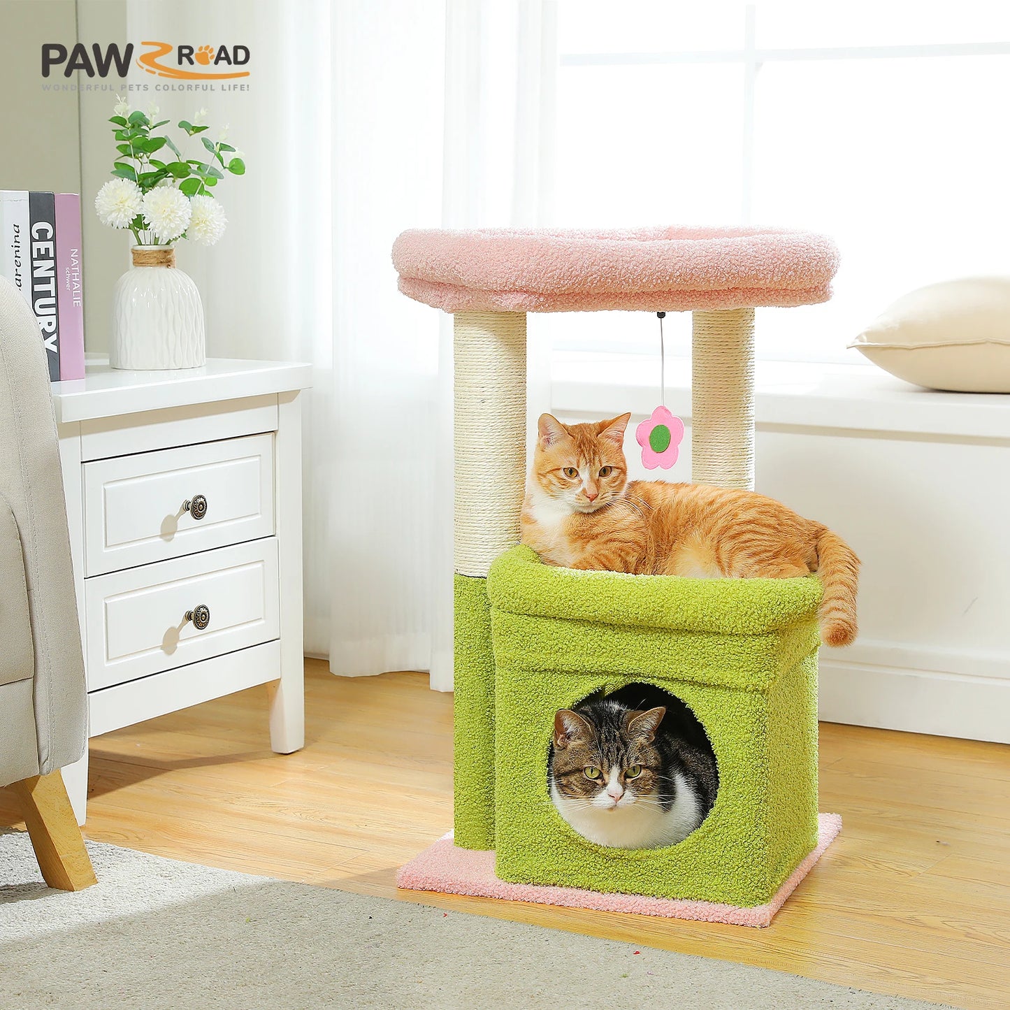 This Cat Tree Tower is designed for 1–2 indoor cats to play, rest, and climb in comfort. Featuring a cozy condo, wide top perch, natural sisal posts, soft plush fabric, and a playful pom-pom, it’s the perfect all-in-one s