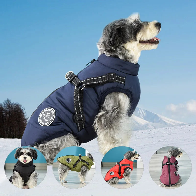 Keep your pup cand dry with this Winter Warm Dog Jacket — a waterproof fleece coat with a built-in harness, perfect for small to large dogs during chilly walks.