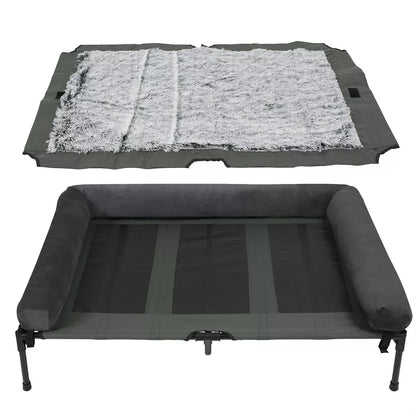 Outdoor Elevated Bed.  Cooling Lounger. Mesh Cot perfect for Camping. Bed with Detachable Plush Bolster
