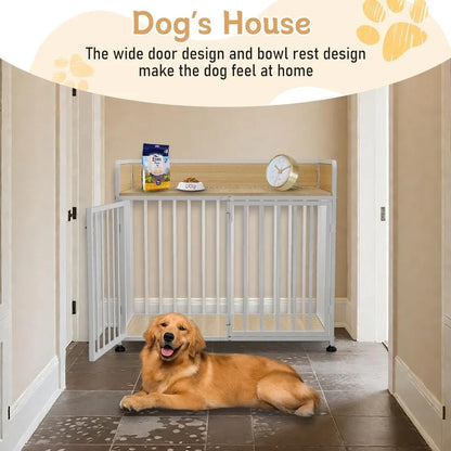 Wooden-Metal Dog Cage, End Table Dog Crate Furniture, Medium Dog Kennel Indoor 42" L X 24" W X 36" H