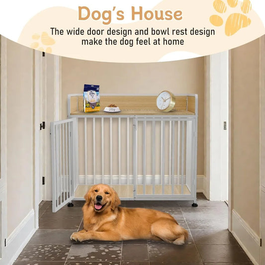Wooden-Metal Dog Cage, End Table Dog Crate Furniture, Medium Dog Kennel Indoor 42" L X 24" W X 36" H
