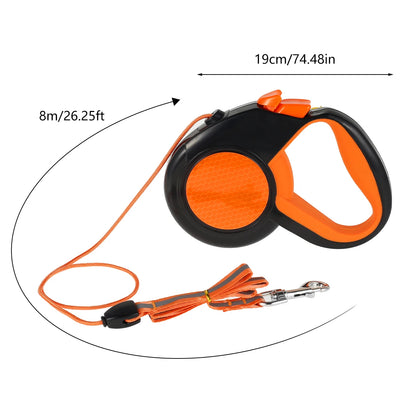 8M Retractable Dog Lead Heavy Duty Walking Leash with Strong Reflective Tape Non-Slip Handle for Small Medium Large Dogs