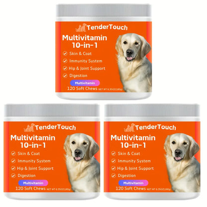 360 Chews - 3 Pack  TenderTouch Multivitamin Dog Supplement, Digestive Enzymes, Grain Free Dog